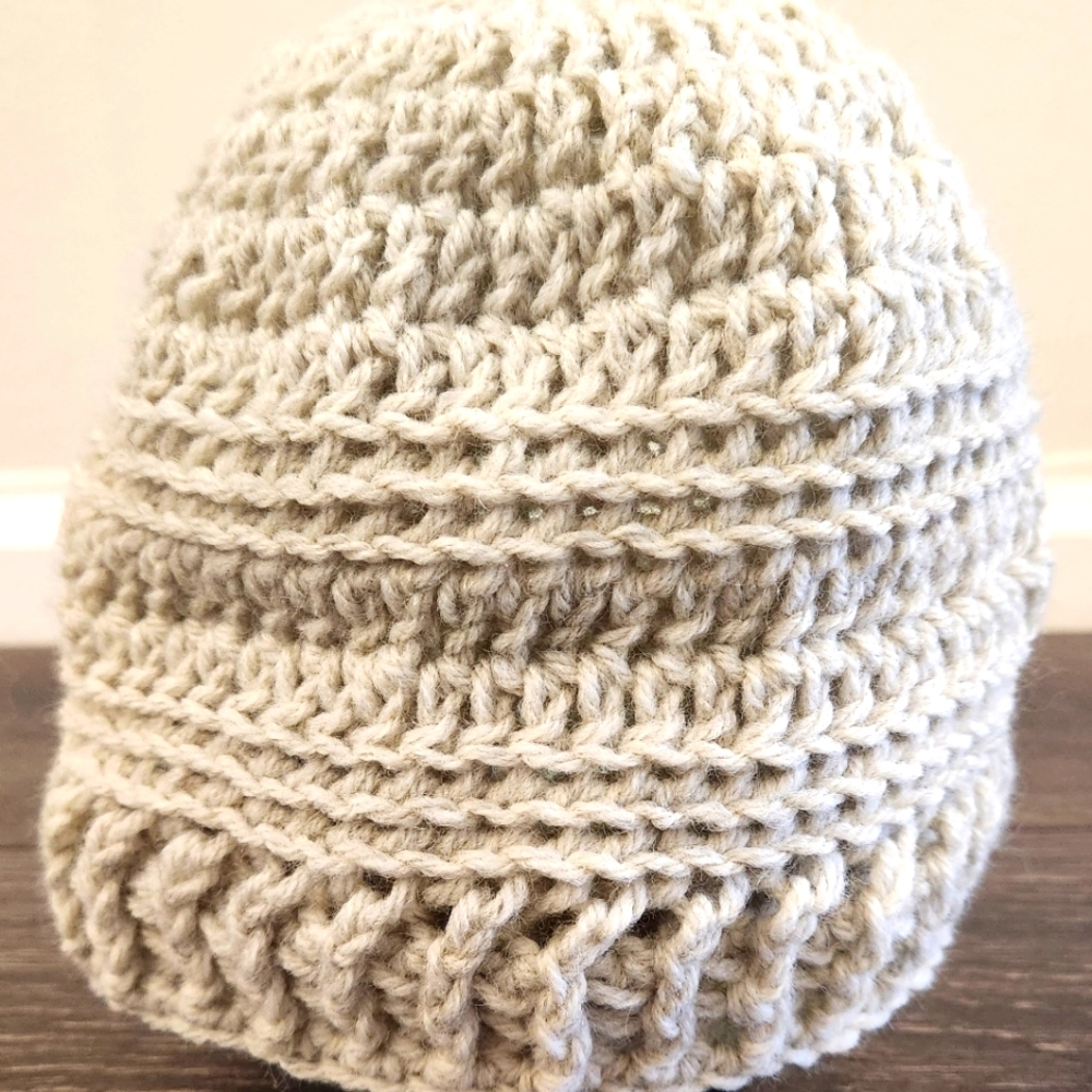 Handmade Crocheted Wool Blend Beanie Hat